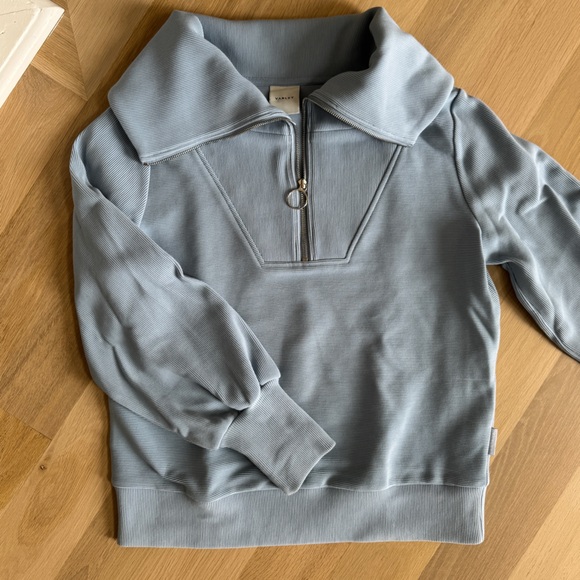 Varley Ribbed Half-Zip Sweatshirt in Dusty Blue - Picture 6 of 8